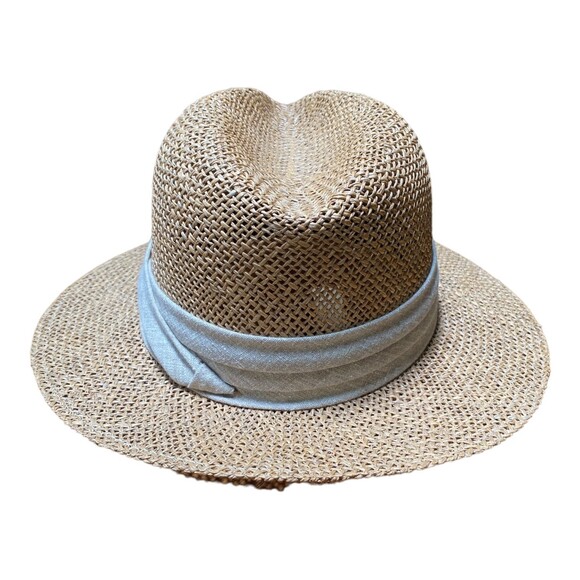 Vtg Chi chi Collection Panama Straw hat Linen band Made in U.S.A. Size Small S - Picture 5 of 12